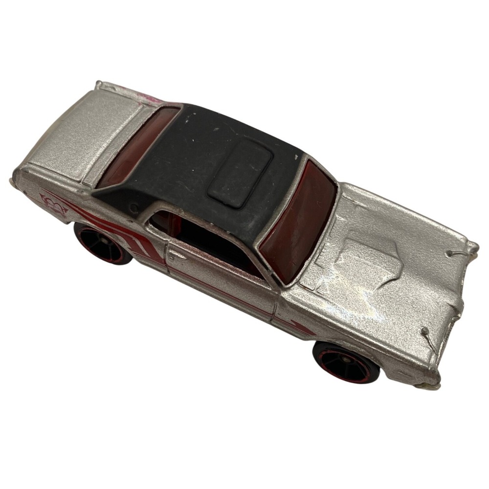 Hot Wheels 68 Cougar Silver Black Roof Red Graphics 2001 Mattel Diecast Car